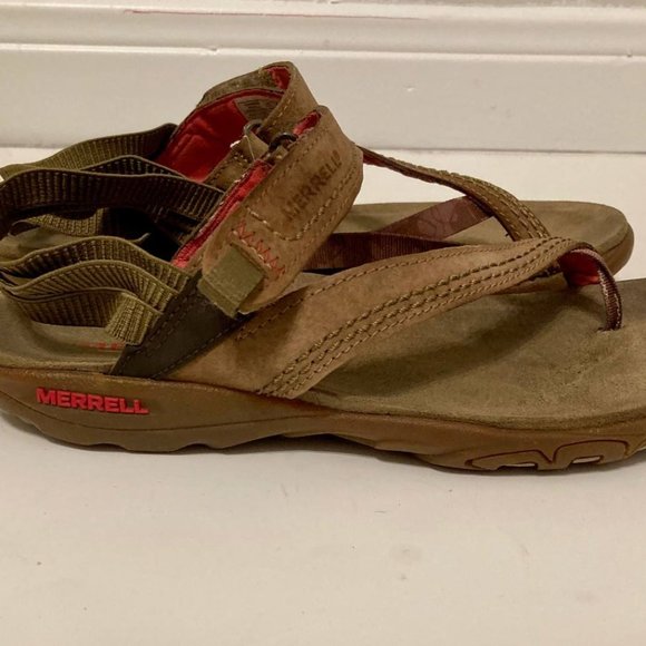Merrell Kangaroo Sandals with Velcro Closure, SZ 8, Brown - Picture 4 of 10
